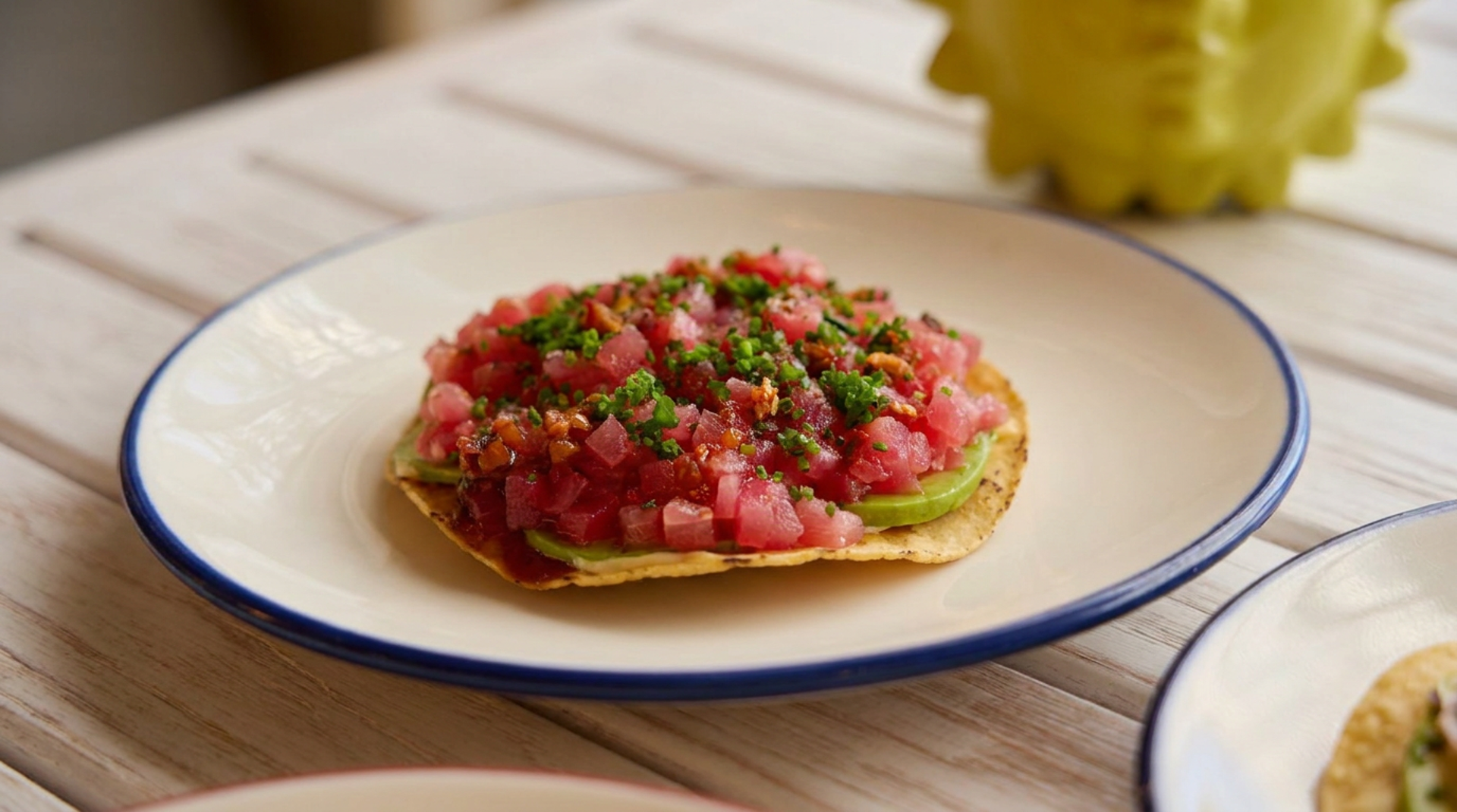 Zarandeado fish and tuna tostada