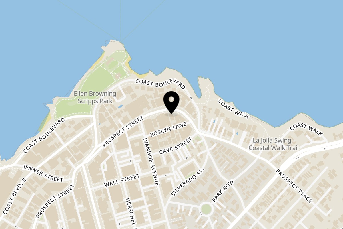 Map showing the location of La Jollita on 1251 Prospect St in La Jolla